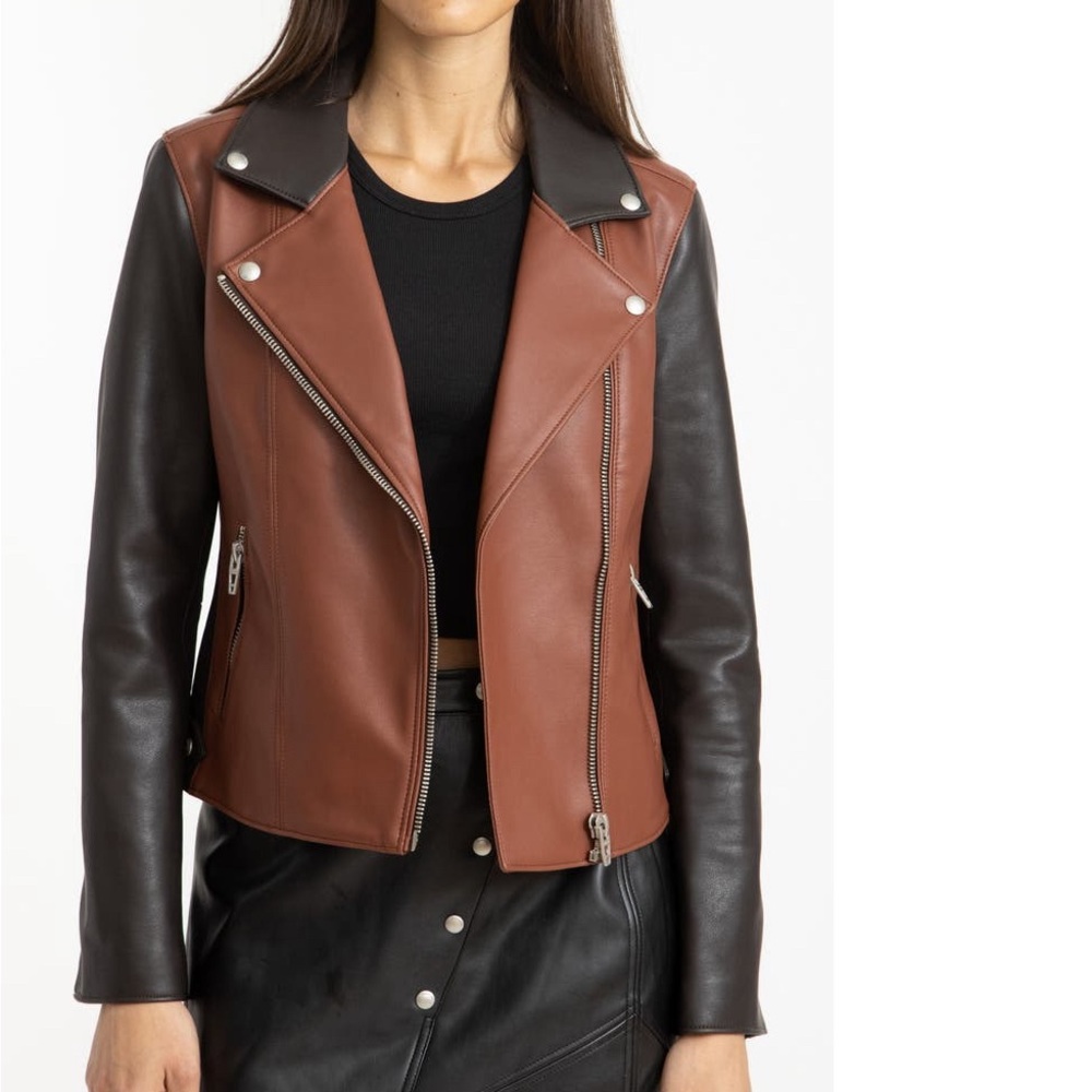 Blanknyc two-tone faux leather moto jacket